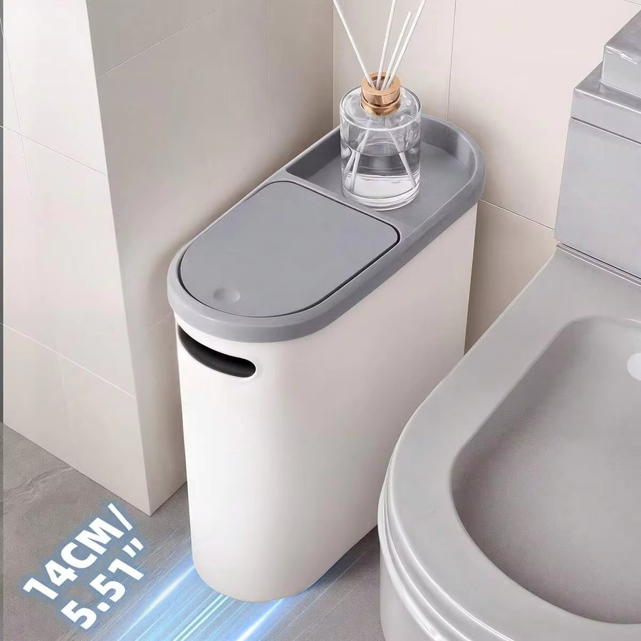 2-In-1 Bathroom Trash Can Compact And Durable Plastic Bin With Built-In Handles Easy To Clean And Rust-Resistant Space-Saving Design Ideal For Bathrooms, Laundry Rooms, Home Offices, And Other Small Spaces